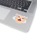 Screaming Ginger Cat Kiss-Cut Sticker — Cute Angry Cat Laptop Decal