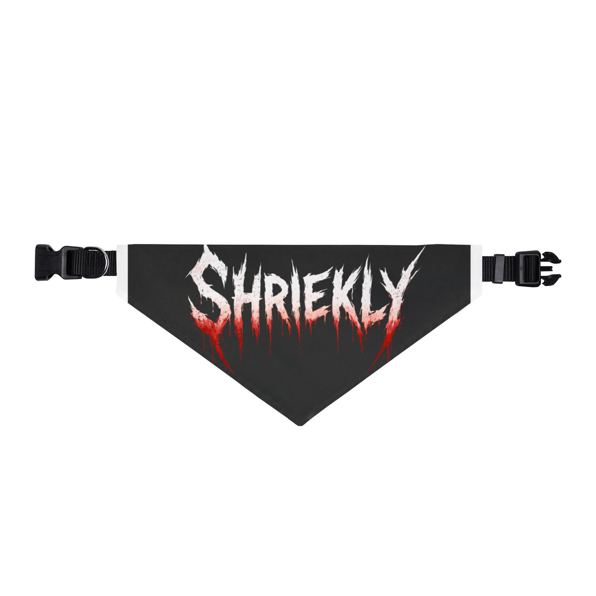Shriekly Black Clip-On Pet Bandana — Goth Horror Pet Accessory