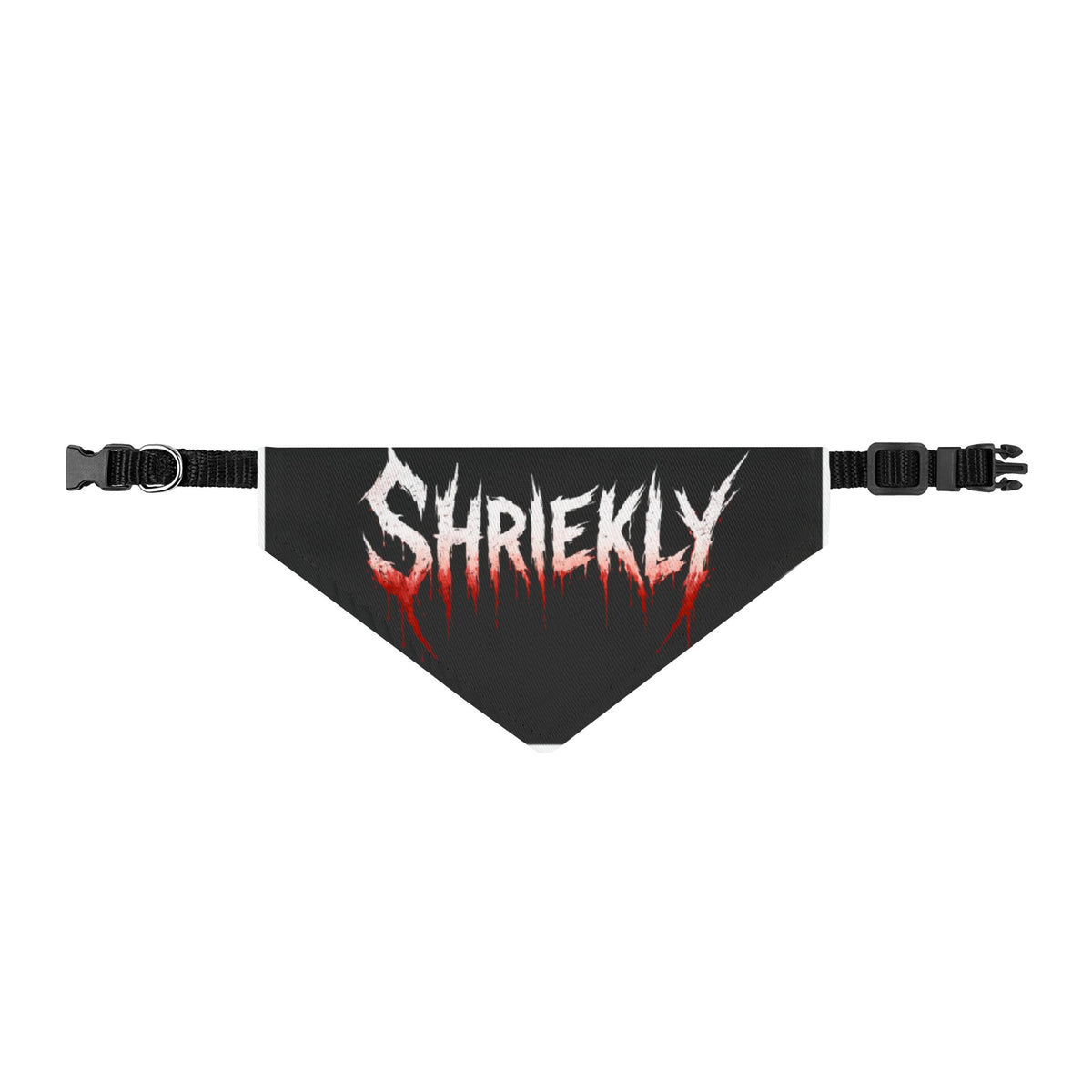 Shriekly Black Clip-On Pet Bandana — Goth Horror Pet Accessory